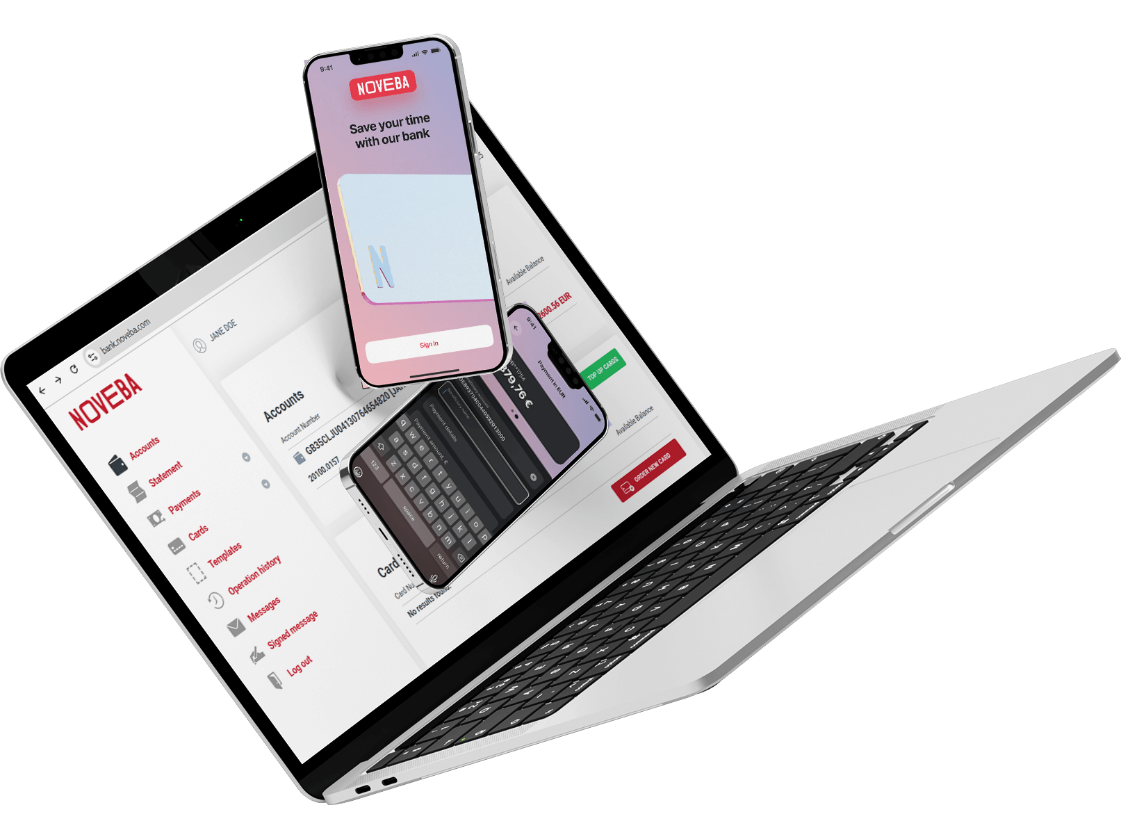 Noveba on desktop and mobile